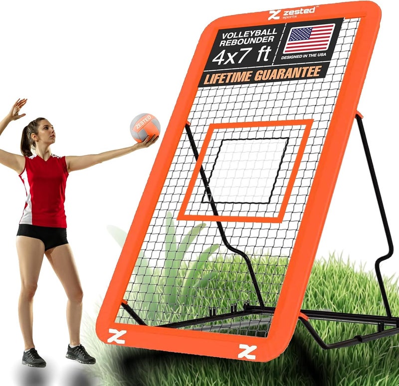 Zested Sports 7x4 FT Multi-Sport Rebounder Net – Adjustable Training Net for Volleyball, Lacrosse, Soccer & Baseball – Heavy-Duty Steel Frame, High-Tension Net & Carry Bag for Indoor/Outdoor Practice - Image 1